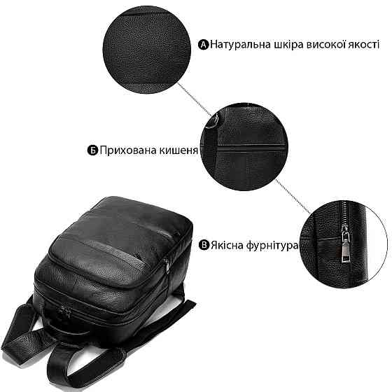 Рюкзак Vintage 14696 кожаный Черный Киев