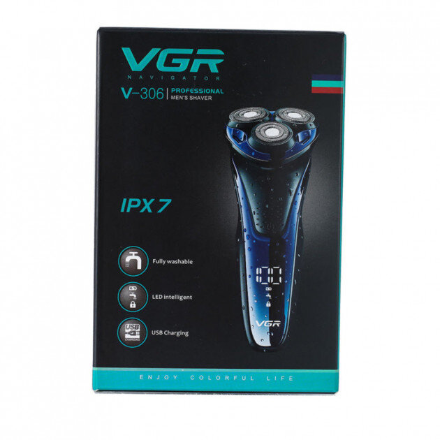 Электробритва аккумуляторная VGR V-306 LCD IPX7 роторная с триммером Винница - изображение 10