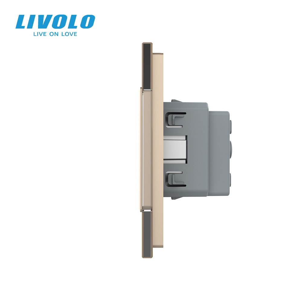 LIVOLO П’ятимісна електрична розетка з заземленням LIVOLO, золота, скляна рамка, шторки, 250В 1 Коломия - фото 5