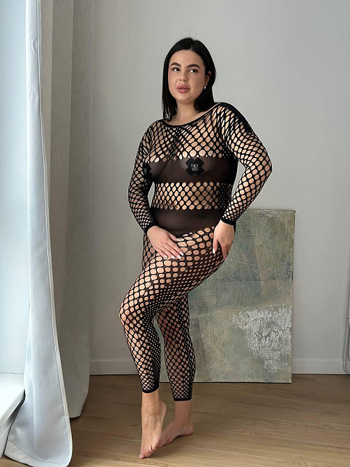 Еротичний Бодістокінг у велику Сітку PLUS SIZE сексуальний комбінезон для повних жінок Одеса - фото 4