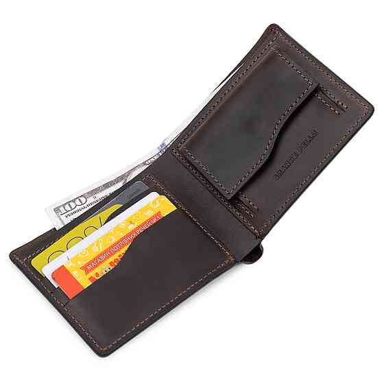 Шкіряне чоловіче вінтажне портмоне GRANDE PELLE 11553 Коричневий Київ