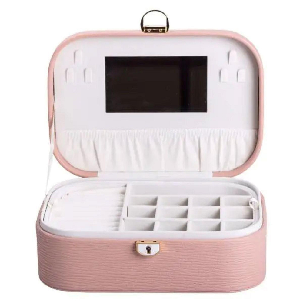 Скринька для прикрас з еко шкіри 2 яруси із замком органайзер для ювелірних виробів HP-5-1P Київ - фото 1