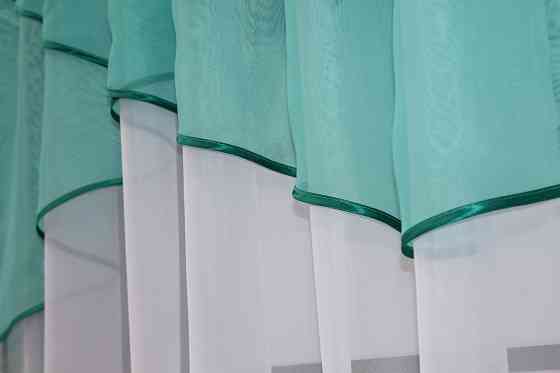 Кухонная занавеска VR-Textil № 00к белый с бирюзовым 280х170 см (59-890) Киев