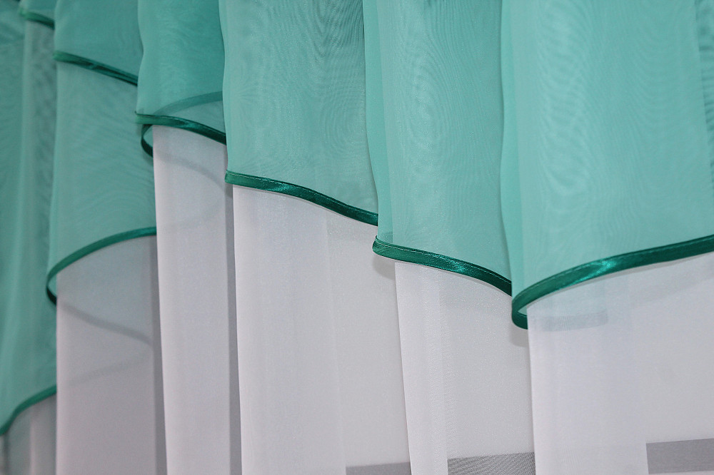 Кухонная занавеска VR-Textil № 00к белый с бирюзовым 280х170 см (59-890) Киев - изображение 3