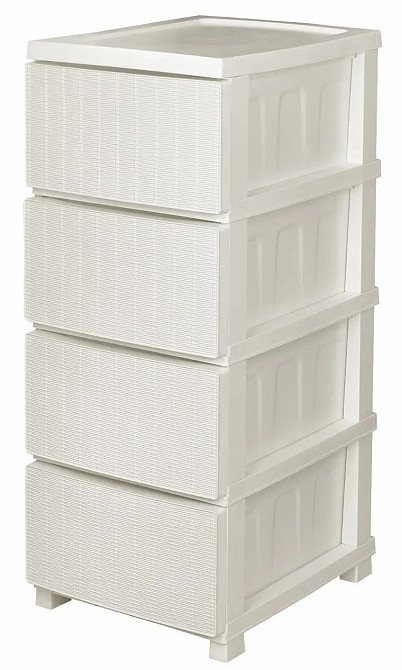 Комод пластиковий "Ротанг" 4 яруси 86*43*34см, R-Plastic, білий Одеса - фото 2