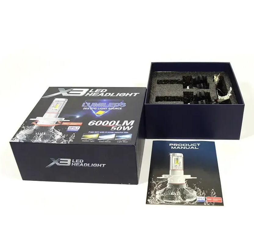 Автомобильные LED-лампы X3-H7 HeadLight 50Вт с активным охлаждением (2 шт.) Винница - изображение 4