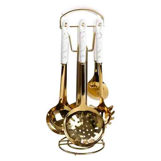 Yiwu Набір кухонного приладдя 7 предметів на підставці столові прилади з нержавіючої сталі Золо Київ