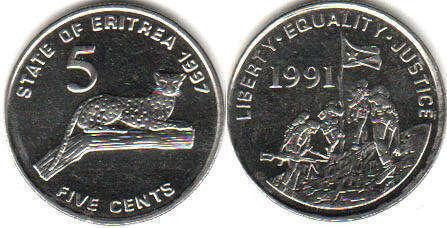 Eritrea Эритрея 5 Cents 1997 UNC Полтава - изображение 1