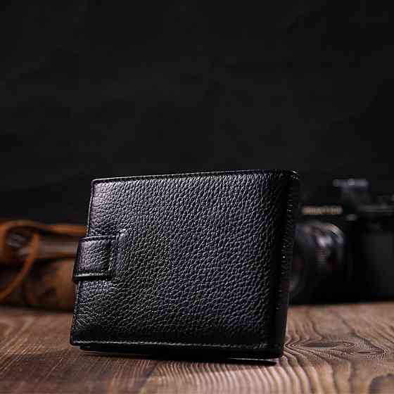 Компактный и в тоже время вместительный бумажник для мужчин из натуральной кожи BOND 21996 Черный Киев