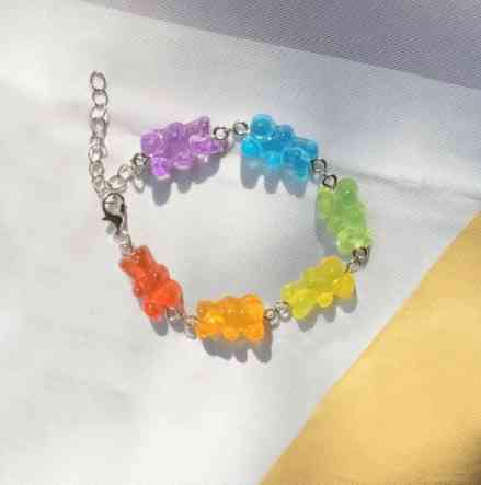 Браслет с мишками длина 15-20см, регулируется, смола, цинковый сплав Киев