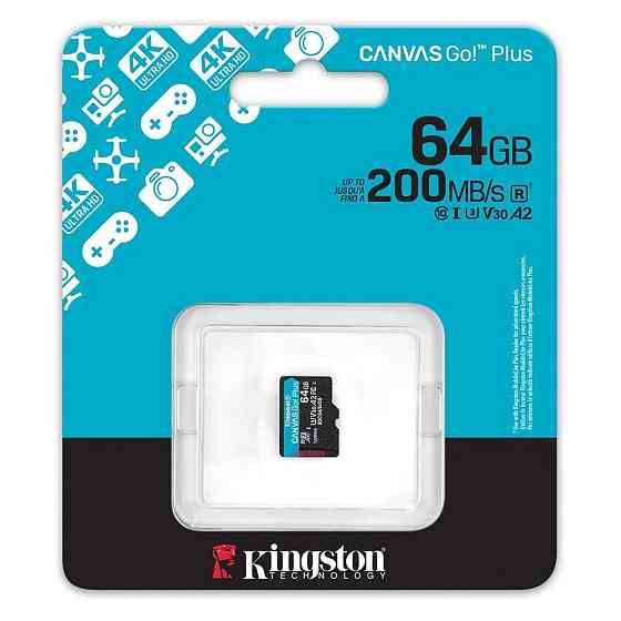 Карта пам'яті microSDXC (UHS-1 U3) Kingston Canvas Go! Plus 64Gb class 10 A2 V30 (R200MB/s) Київ