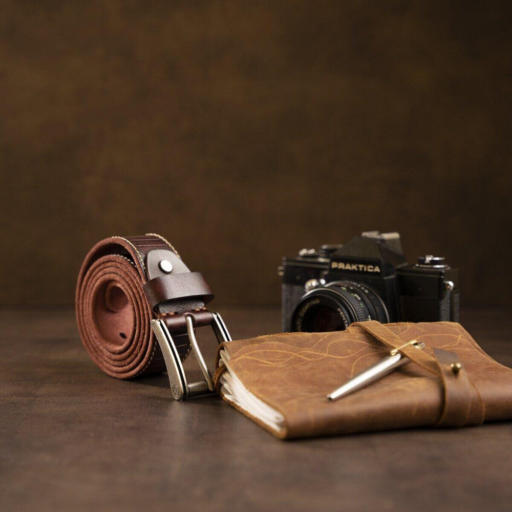 Ремінь з тисненням Vintage 20129 Темно-коричневий Київ - фото 5