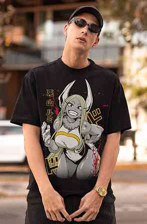 Футболка чоловіча з аніме принтом Моя геройська академія оверсайз (S/M/L) Чорний AnimeJ0997 Дніпро