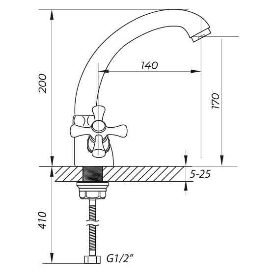 Змішувач для умивальника Zerix TLC 722 з поворотною кран-буксою Харків