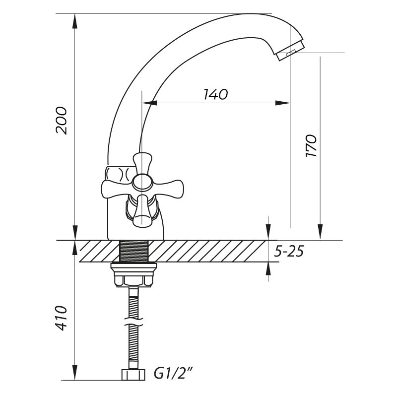 Змішувач для умивальника Zerix TLC 722 з поворотною кран-буксою Харків - фото 2