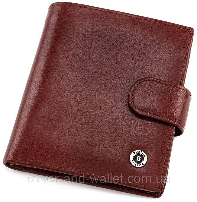 Чоловічий вертикальний гаманець із коричневої гладкої шкіри Boston Київ - фото 1
