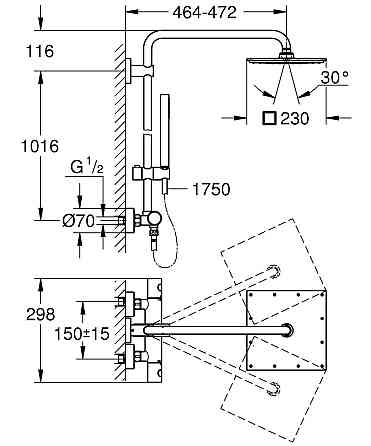 Душова система з термостатом для душа Grohe Euphoria System (26187000) Киев