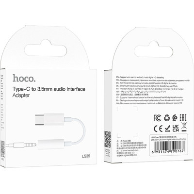 Перехідник USB-C M to 3.5mm F LS35 white HOCO (6931474790767) Вінниця - фото 4