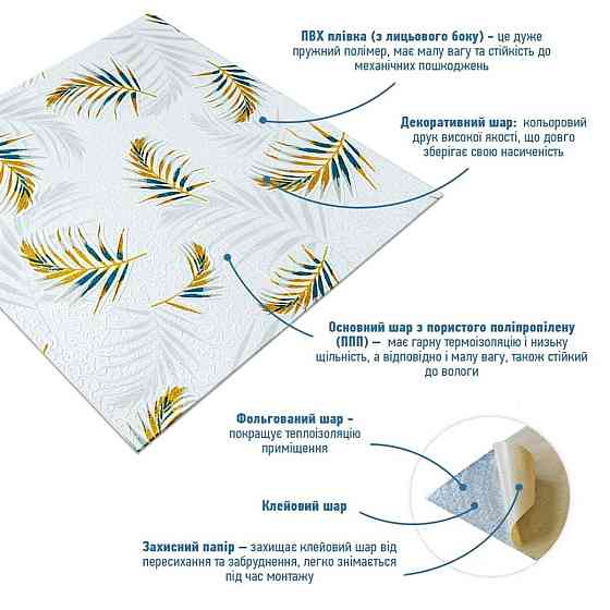 Панель стеновая 3D 680х670х4мм Папоротник на белом фоне(D) SW-00001981 Днепр