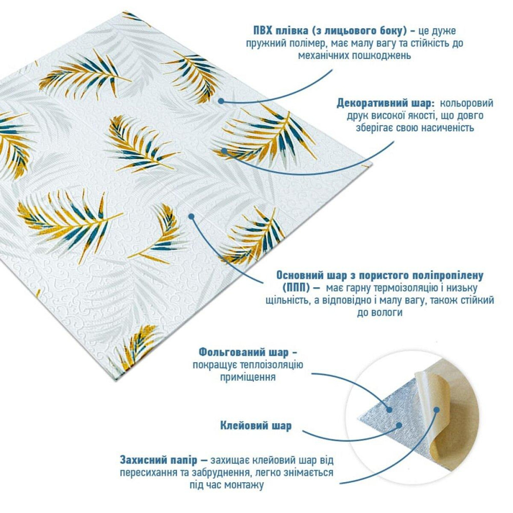 Панель стеновая 3D 680х670х4мм Папоротник на белом фоне(D) SW-00001981 Днепр - изображение 2
