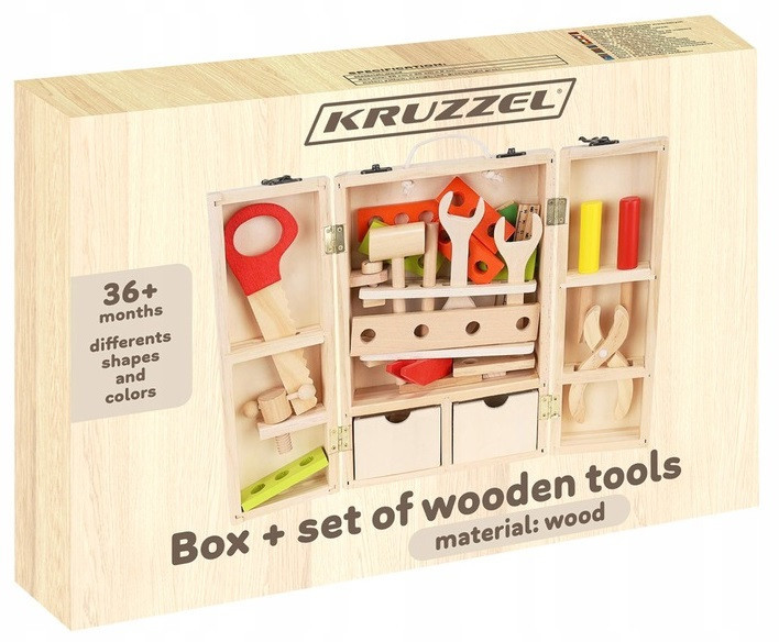 Детский Набор деревянный ящик с инструментами для маленького любителя DIY Kruzzel (22697) Нововолынск - изображение 6