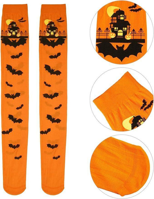 Панчохи для Хелловін Кажани one size помаранчево-чорний Київ - фото 3