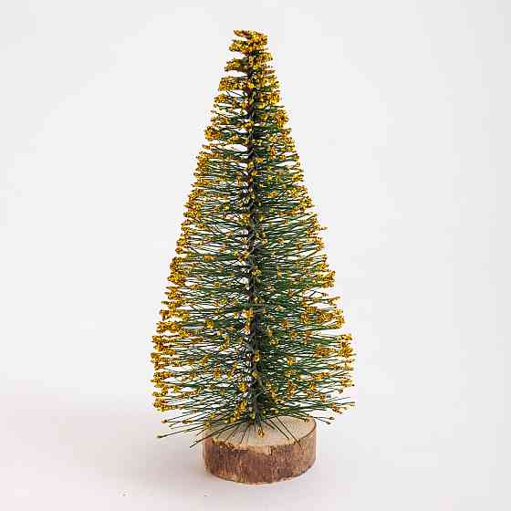 Новогодняя настольная елка золотая Стрела 25 см на деревянной подставке SOK-М-12-4 Киев