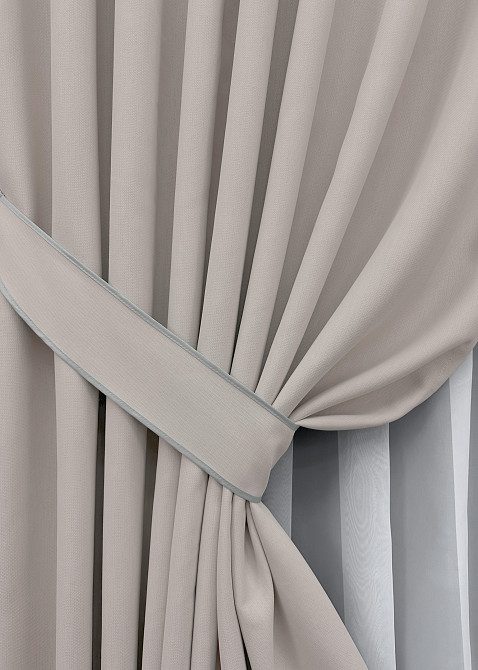 Комплект штор VR-Textil Блекаут двосторонній Scandi № 1901ш Світло-бежевий 100х270 см 2 шт (31-265) Київ - фото 5