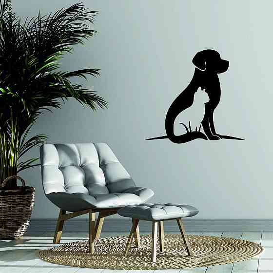 Декоративне настінне 3D Панно «Собака та кіт» Декор на стіну з об'ємом Київ