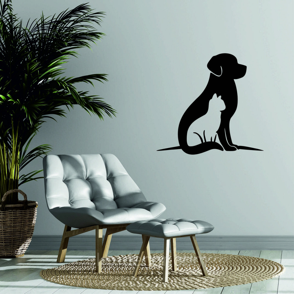 Декоративне настінне 3D Панно «Собака та кіт» Декор на стіну з об'ємом Київ - фото 3