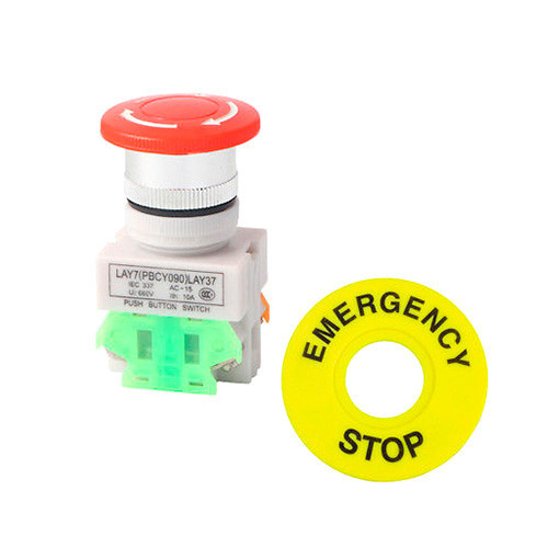 Кнопка аварійного відключення грибок 40мм 660В 10А 1NO+1NC з фіксацією промислова Київ - фото 2