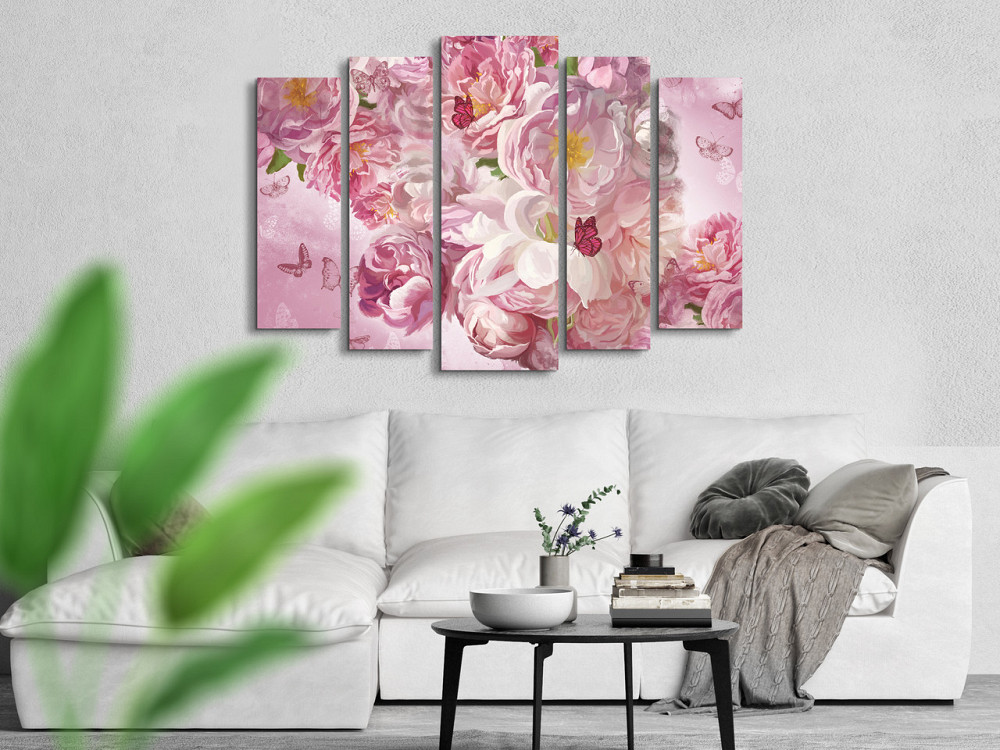 Модульна картина у вітальню / спальню Квіти Піони з метеликами Art-486_5 ( 80х118см ) Київ - фото 3