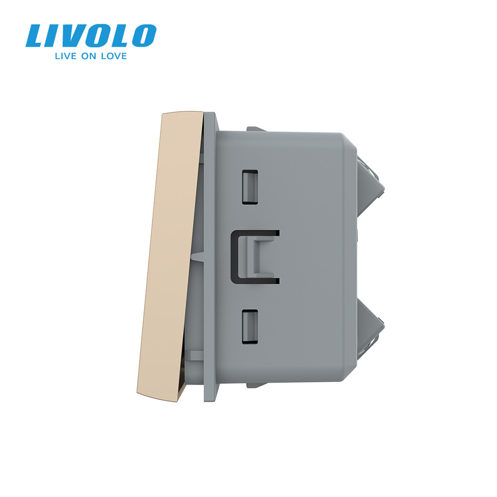 LIVOLO Перехресний (хрестовий) вимикач LIVOLO, золотий, модуль без рамки (VL-FCMM10A-2AP) Коломия - фото 5