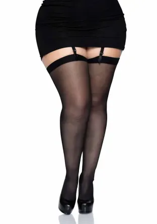 Прозорі панчохи зі швом Leg Avenue Sheer backseam stockings Black, plus size Львов