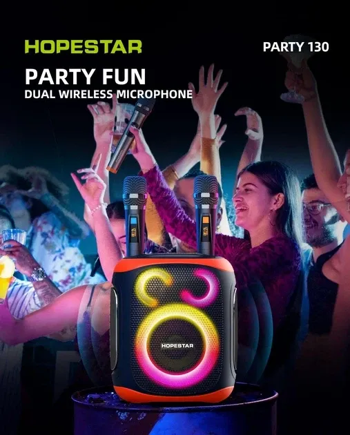 Портативна Bluetooth колонка Hopestar Party 130 із 2 мікрофонами, караоке, USB/TF, AUX, потужний звук Одеса - фото 9