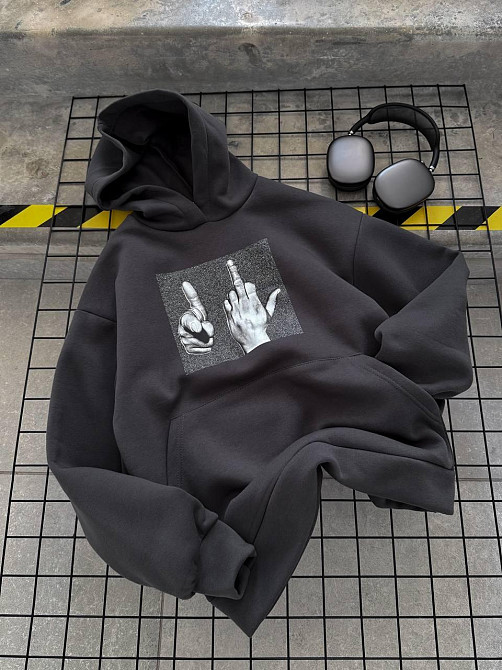 Жіноча молодіжна утеплена оверсайз худі з накатом трьохнитка на флісі Одеса - фото 1