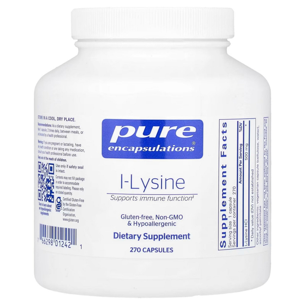 L-лизин HCl Pure Encapsulations l-Lysine 500 мг 270 капс Киев - изображение 1