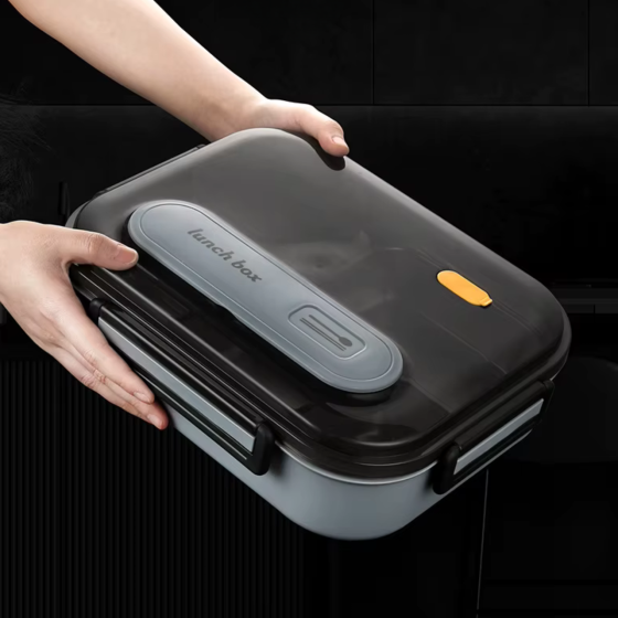 Ланч-бокс для горячей и холодной еды с контейнером из нержавеющей стали,столовыми приборами и ёмкостью для супа, чёрный Каменец-Подольский
