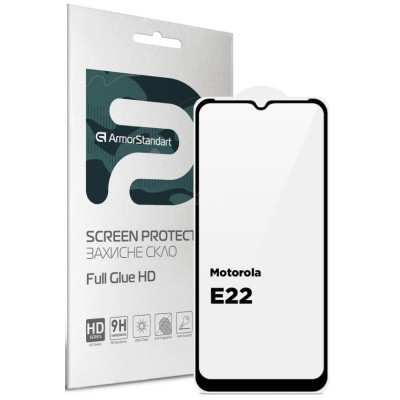 Скло захисне Armorstandart Full Glue HD Motorola E22 Black (ARM67051) Вінниця - фото 1