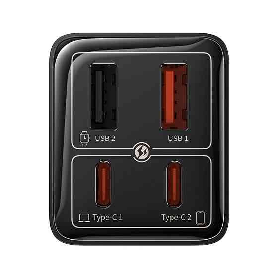 Мережевий зарядний пристрій з кабелем Baseus GaN6 Pro Fast Charger 2C+2U 65W  EU Cluster Black((With Type-C to Type-C 100W(20V/5A) Київ