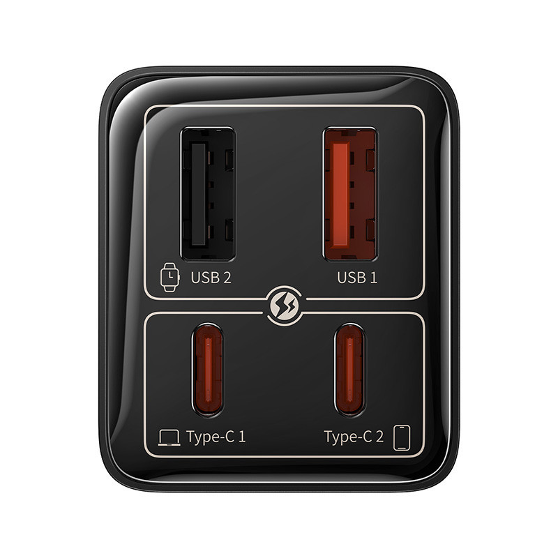 Мережевий зарядний пристрій з кабелем Baseus GaN6 Pro Fast Charger 2C+2U 65W  EU Cluster Black((With Type-C to Type-C 100W(20V/5A) Київ - фото 5