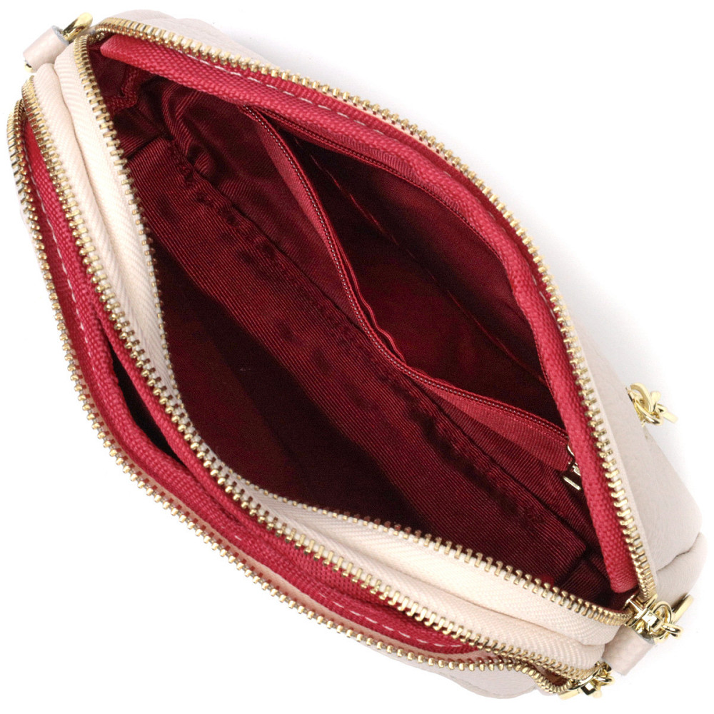 Небольшая прямоугольная сумка на два отделения из натуральной кожи Vintage 22357 Белая Киев - изображение 7