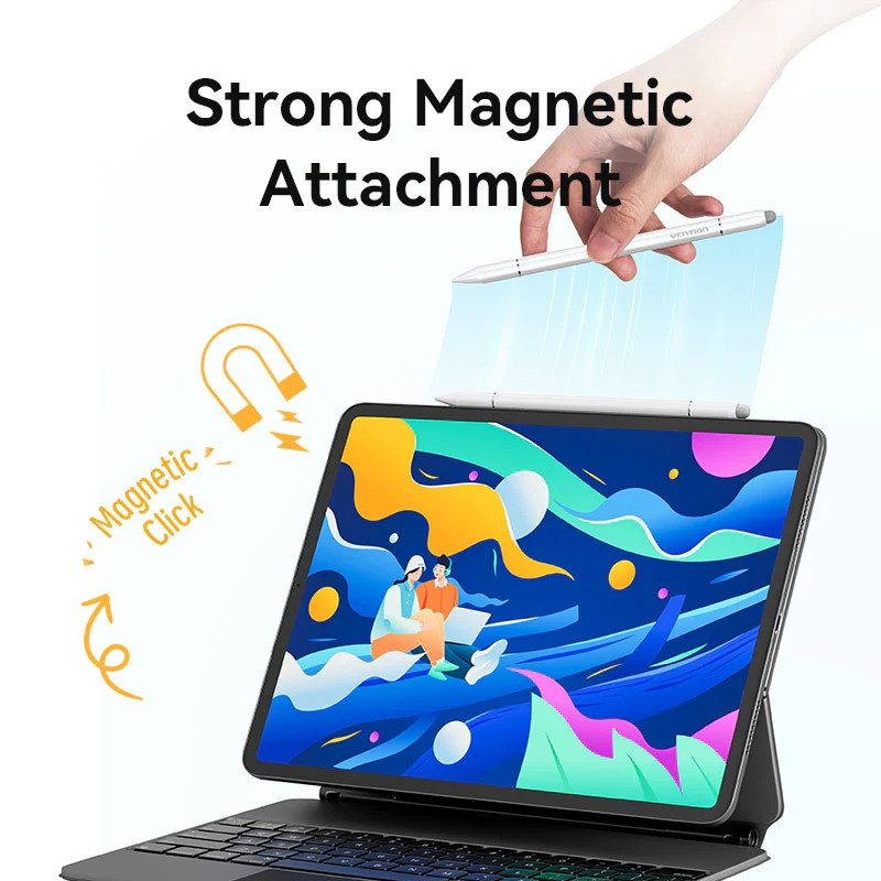 Стилус - ручка для ємнісних екранів 3-в-1 Magnetic Stylus Pen White Aluminum Alloy Type Vention Винница - изображение 8