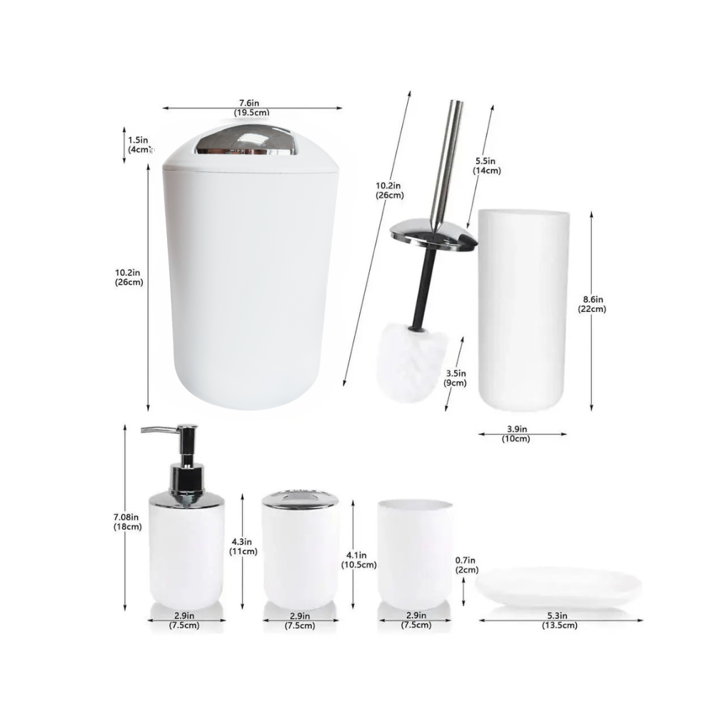 Набор аксессуаров для ванны Bathlux из 6 предметов, стильный современный комплект Белый Каменец-Подольский - изображение 6