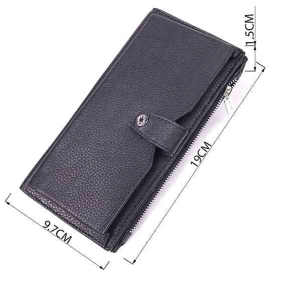 Класичне чоловіче вертикальне портмоне з натуральної шкіри KARYA 21422 Чорний Київ