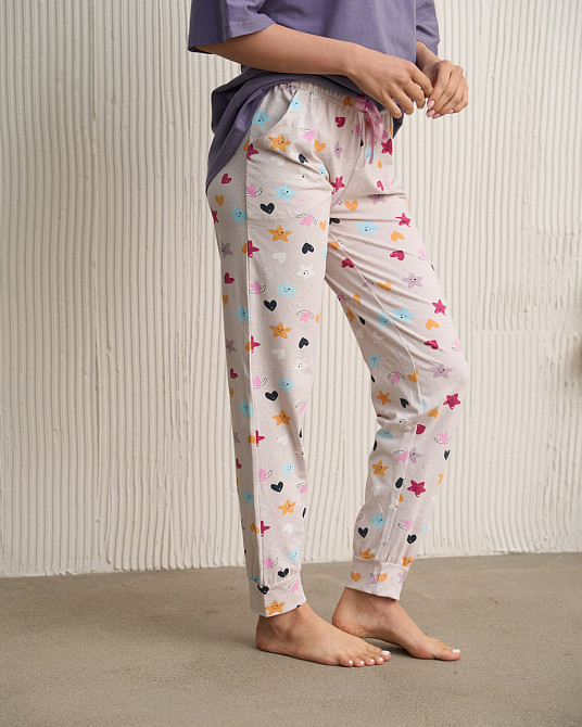 Женские пижамные штаны - в мелкие сердечки и звезды Nicoletta 1114 L Киев - изображение 2