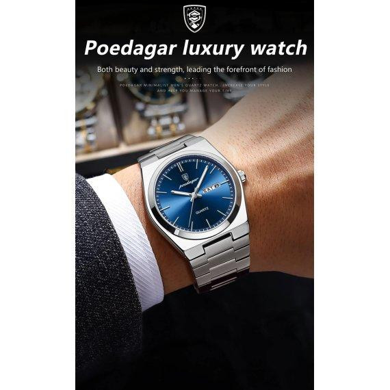 Чоловічий наручний класичний годинник Poedagar Teodor (Сріблястий) Київ - фото 8