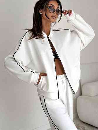 Женский стильный повседневный костюм двойка двухнить петля Белый, 42/44 Одесса