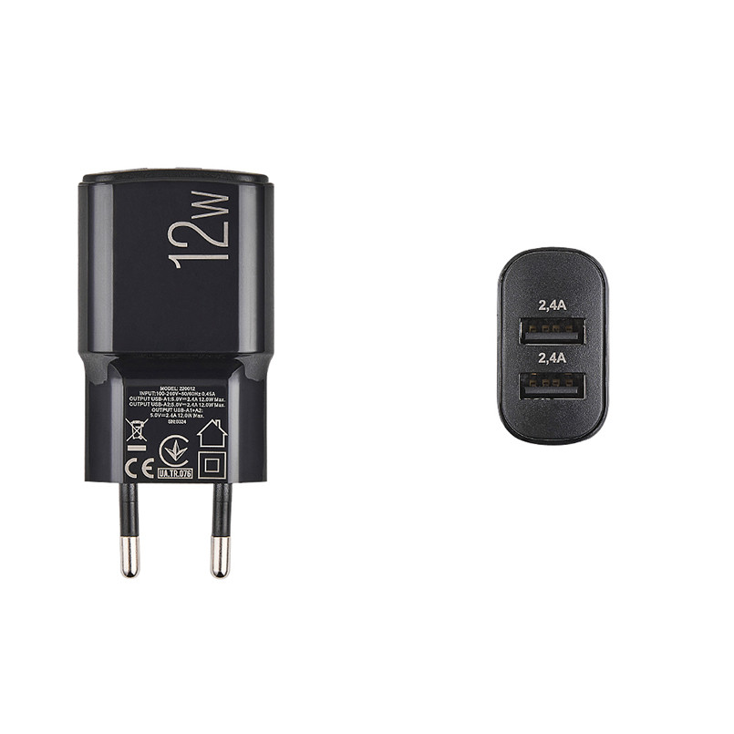 Мережевий зарядний пристрій Winso Pro 12W 2xUSB-A чорний Львів - фото 3