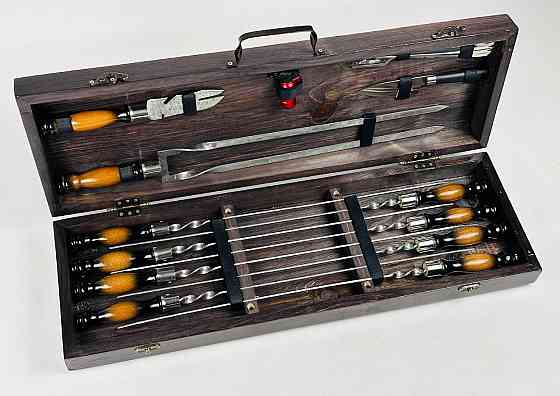 Подарунковий набір шампурів в дерев'яному кейсі для пікніка ПАТРІОТ HAPPY DAYS Тернопіль